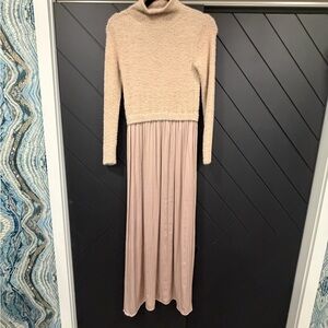 Anthropologie The Thea Twofer Eyelash Sweater Dress Neutral Beige XXS